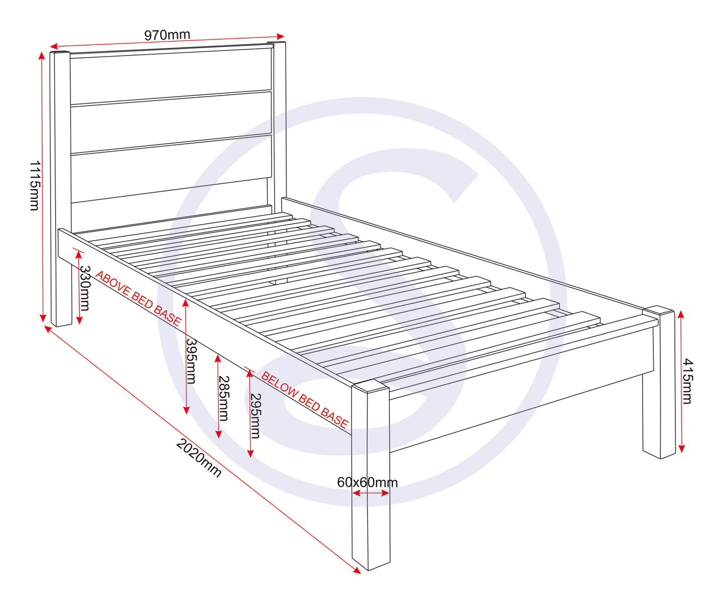 Barton 3' Bed - Waxed Pine