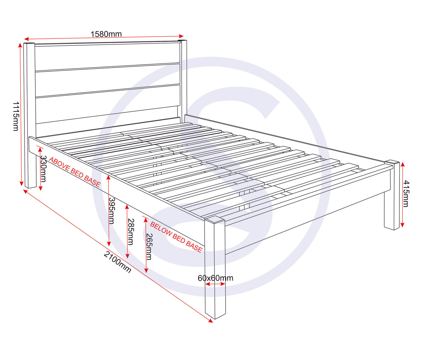 Barton 5' Bed - Waxed Pine