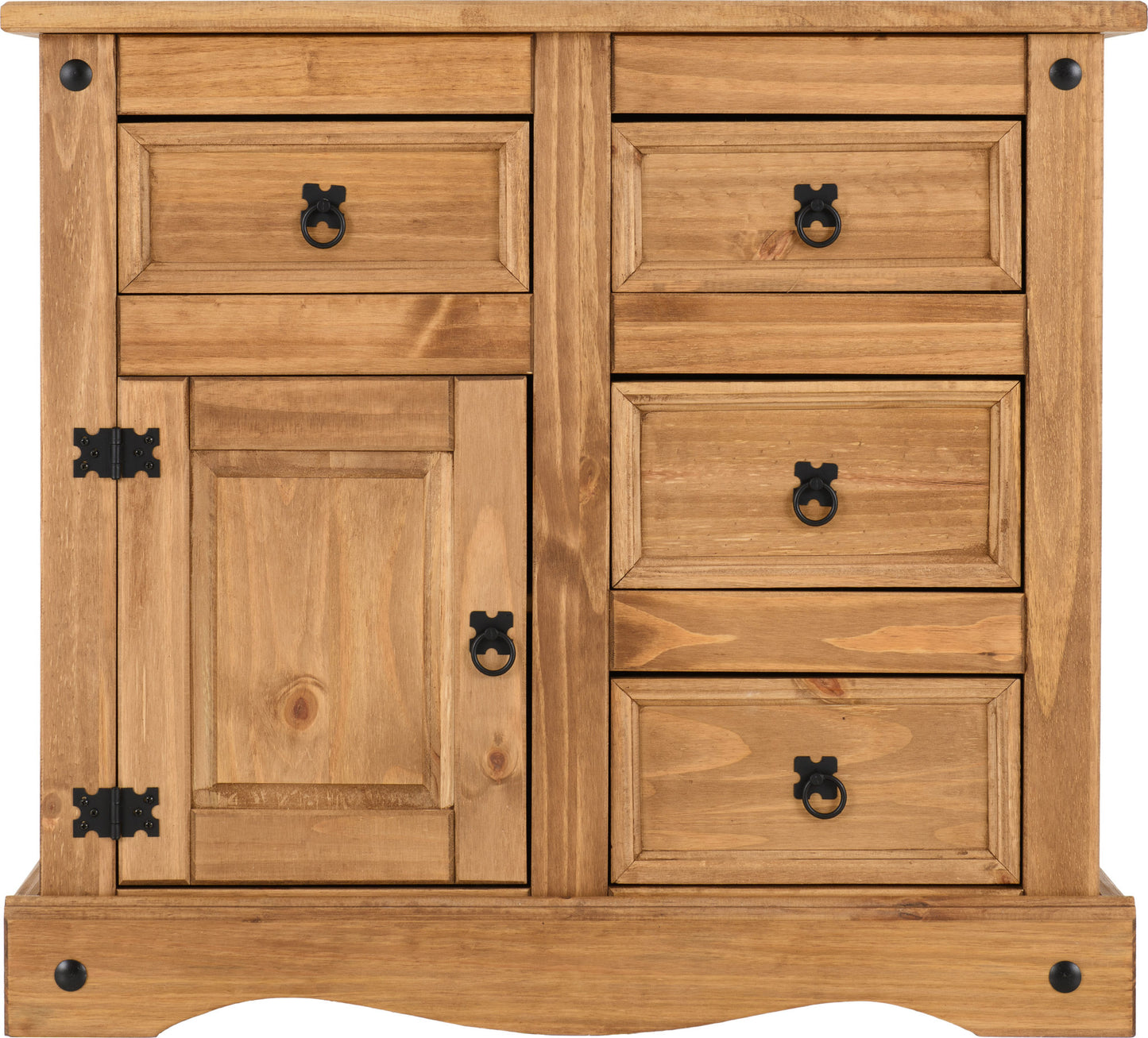 Corona 1 Door 4 Drawer Sideboard - Distressed Waxed Pine