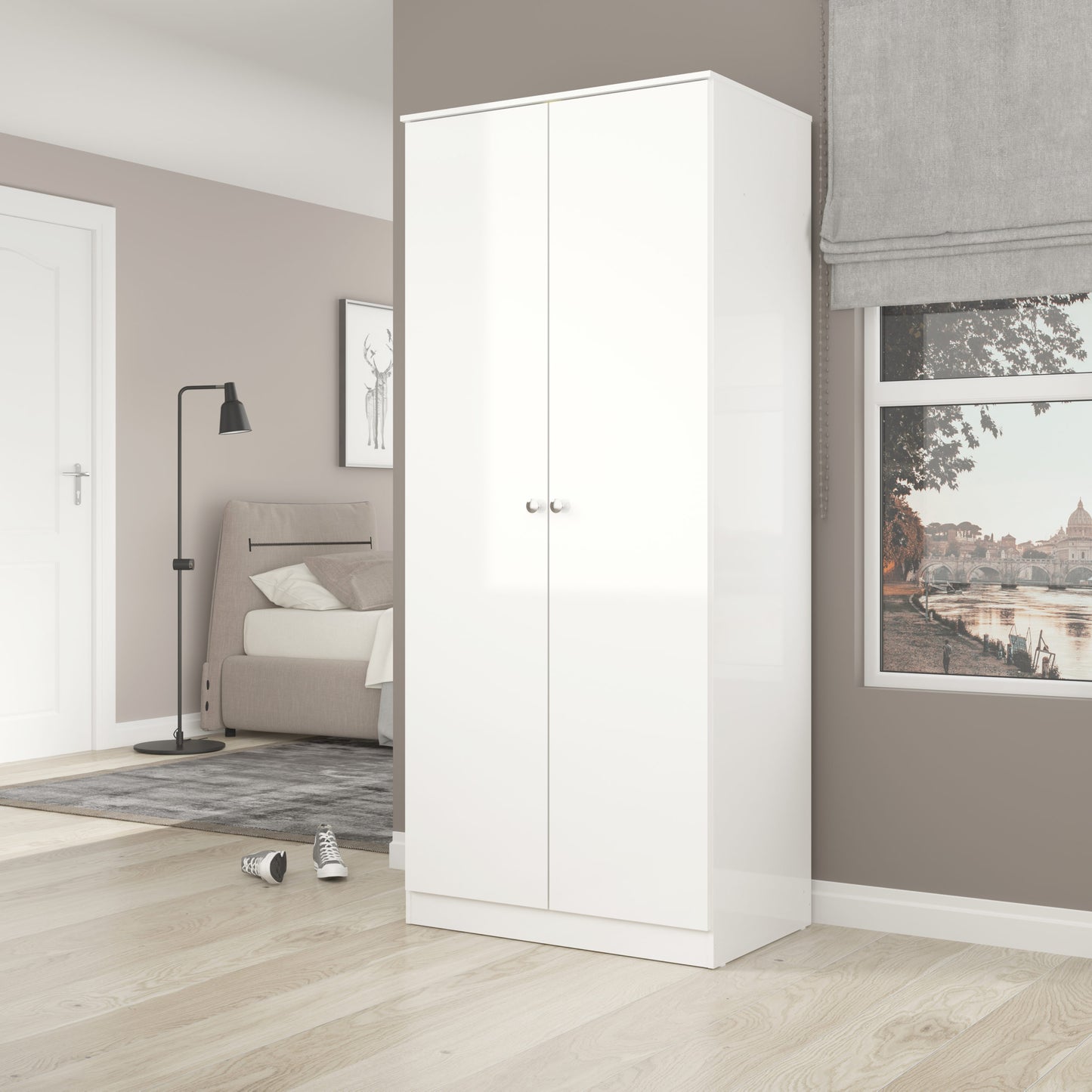 Denver 2 Door Wardrobe - White Gloss