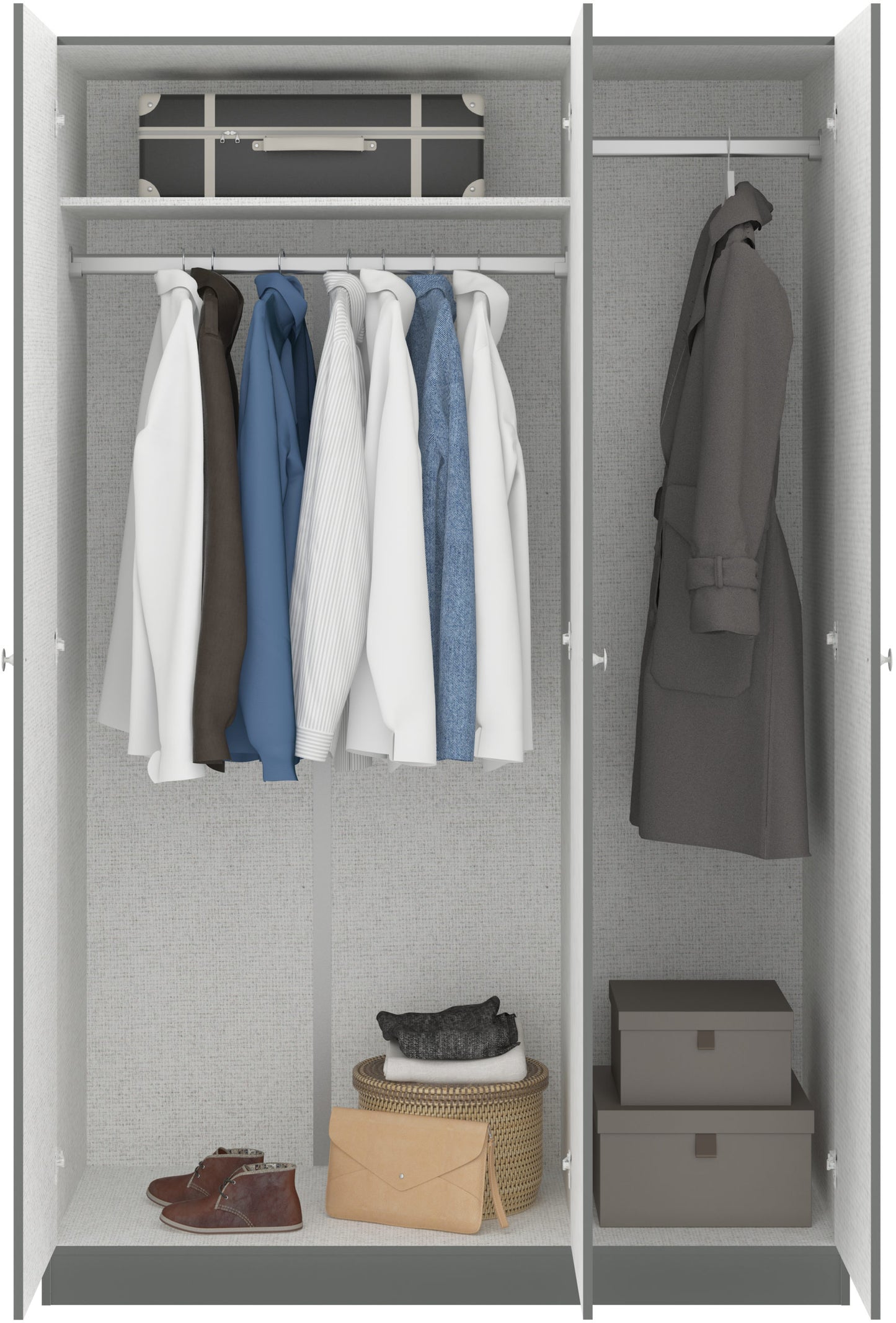 Denver 3 Door Wardrobe - Grey Gloss