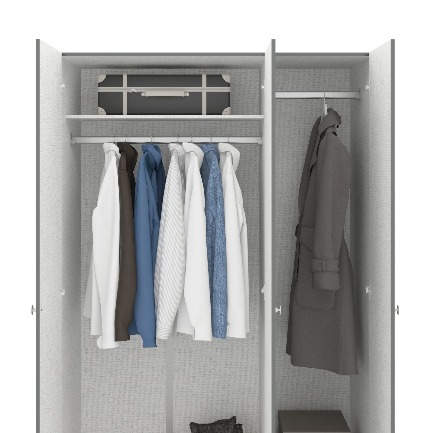 Denver 3 Door Wardrobe - Grey Gloss