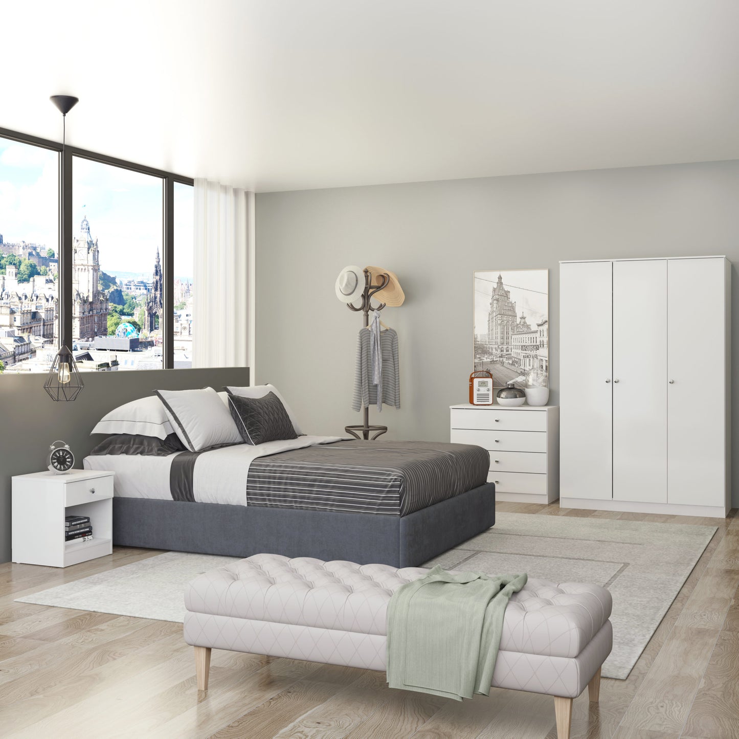 Denver 3 Door Wardrobe - Grey Gloss