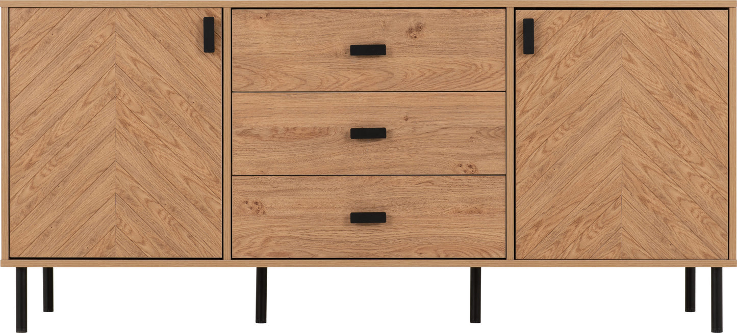 Leon 2 Door 3 Drawer Sideboard - Medium Oak Effect