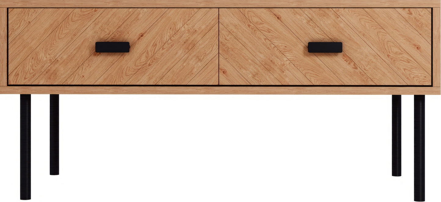 Leon 2 Drawer Coffee Table - Medium Oak Effect
