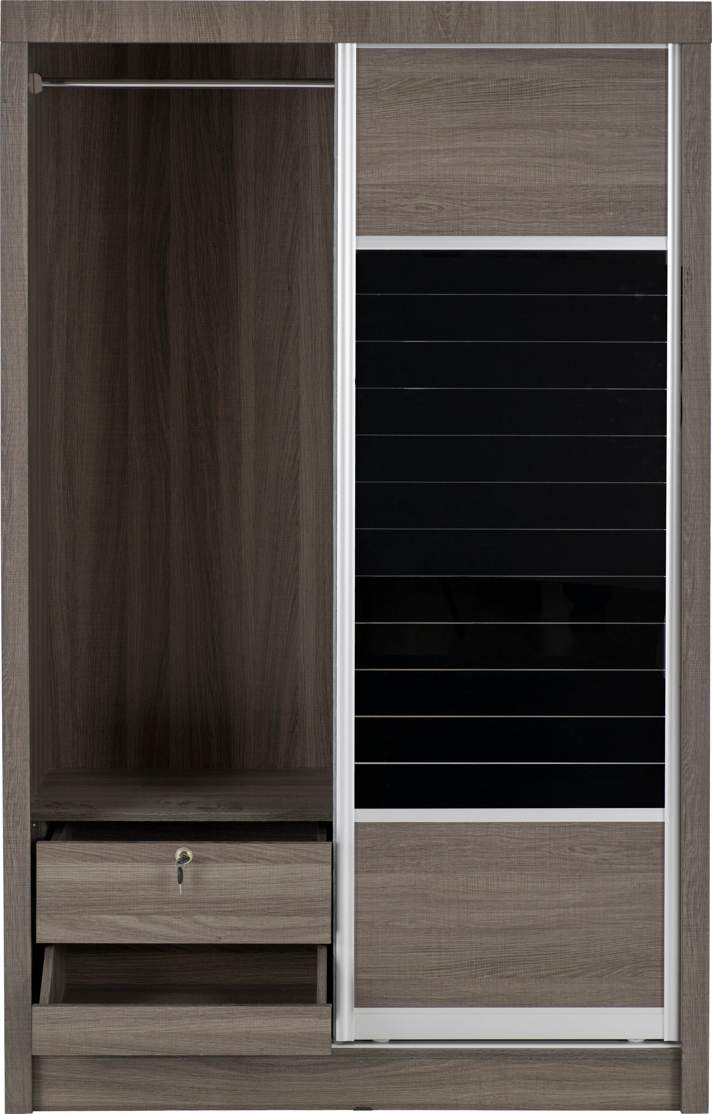 Lisbon Slider Wardrobe - Black Wood Grain