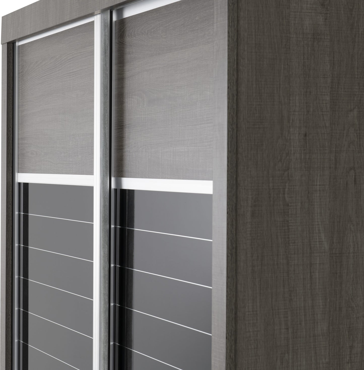 Lisbon Slider Wardrobe - Black Wood Grain