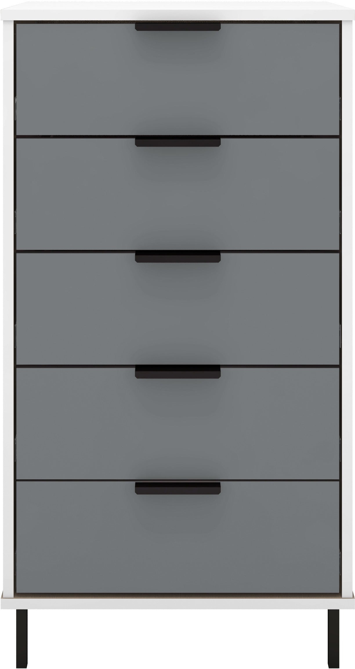 Madrid 5 Drawer Narrow Chest - Grey/White Gloss