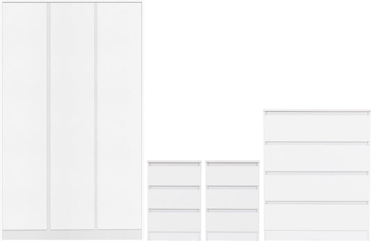 Malvern 3 Door Wardrobe Bedroom Set - White
