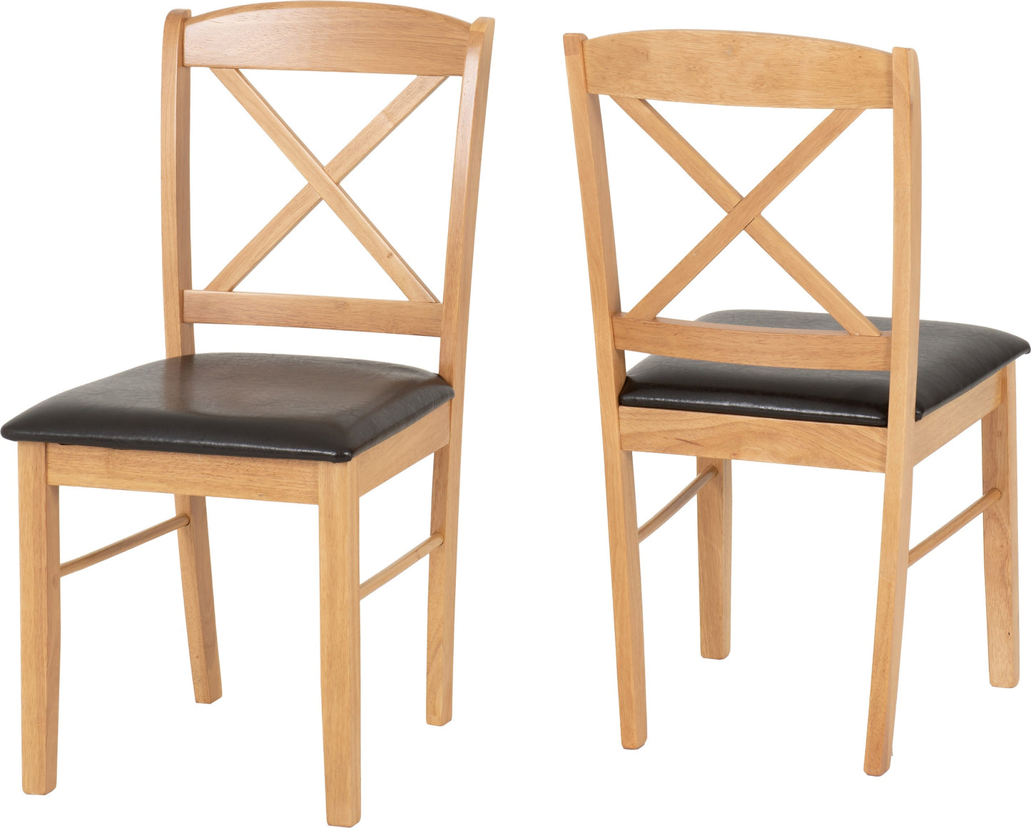 Mason Dining Chair (X2 Per Box) - Oak Varnish/Brown Pu