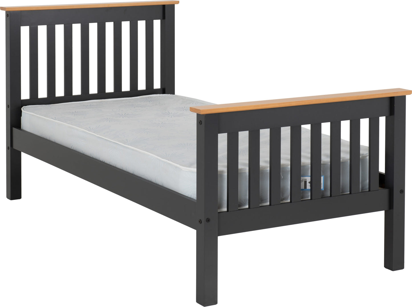 Monaco 3' High End Bed - Dark Grey/Oak Effect