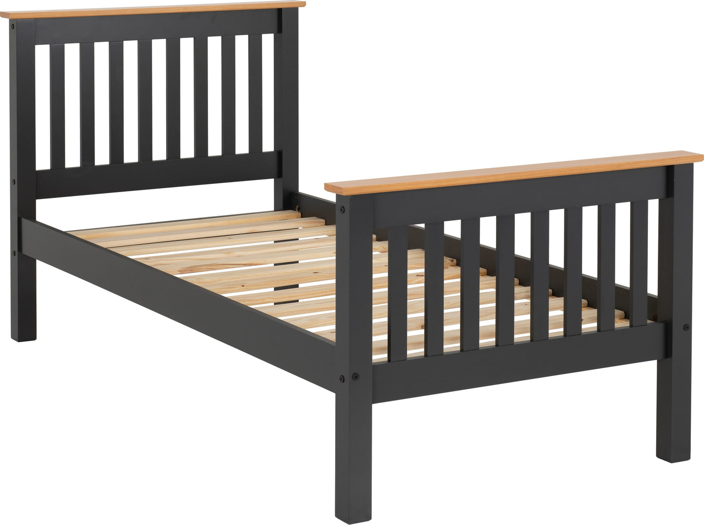 Monaco 3' High End Bed - Dark Grey/Oak Effect