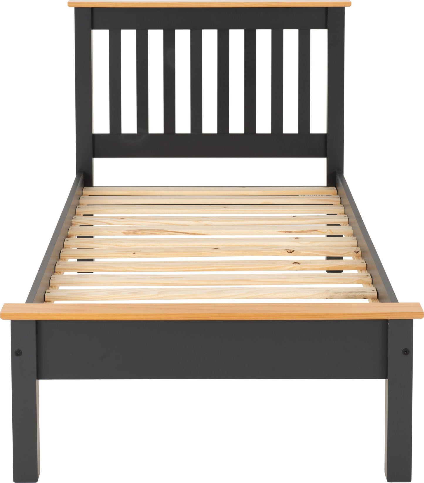 Monaco 3' Low End Bed - Dark Grey/Oak Effect