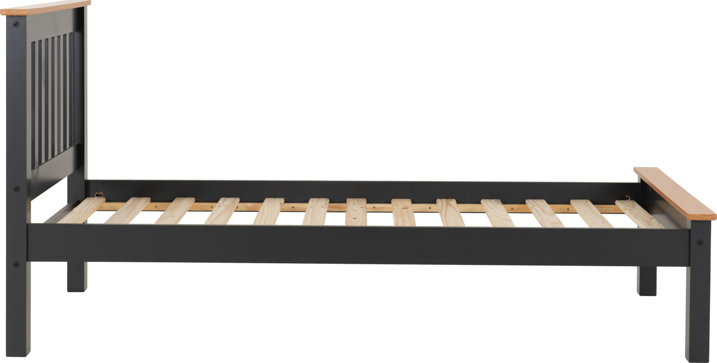 Monaco 3' Low End Bed - Dark Grey/Oak Effect