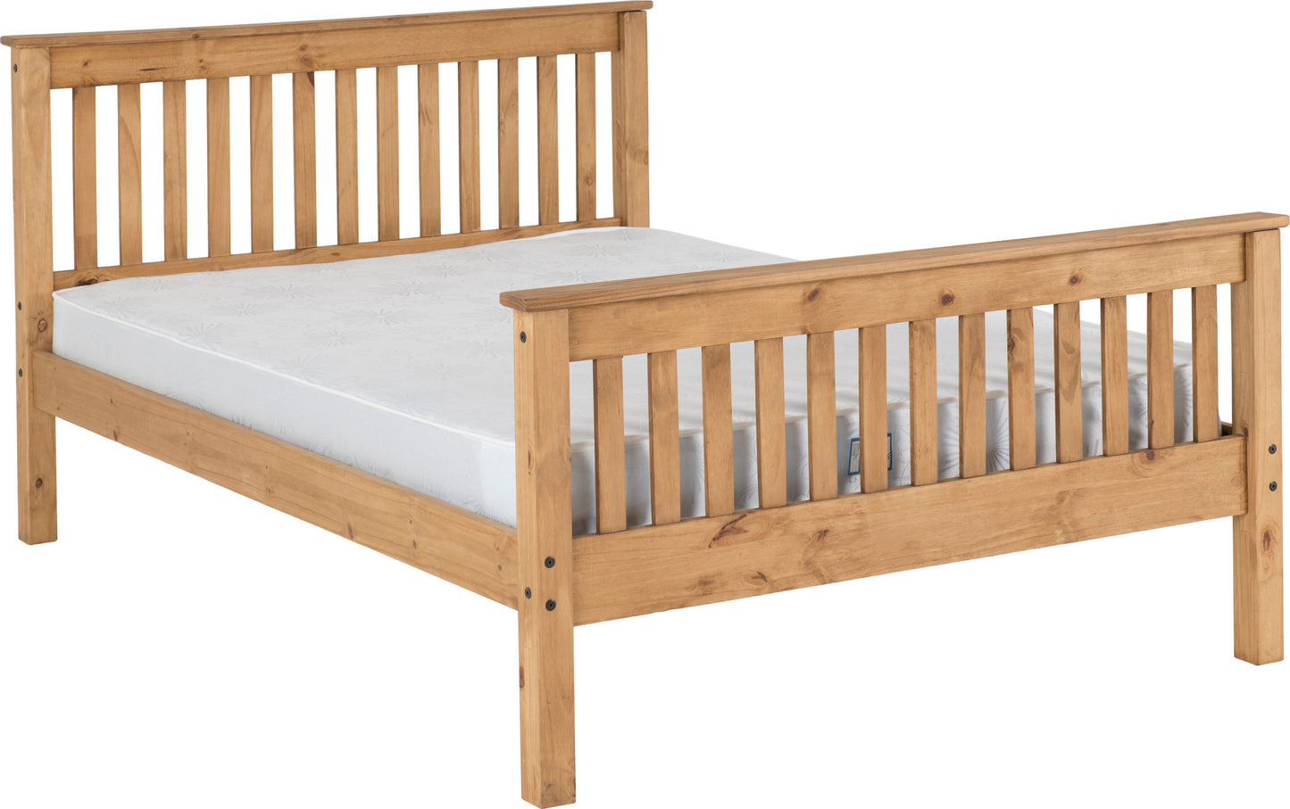 Monaco 4'6" High End Bed - Distressed Waxed Pine