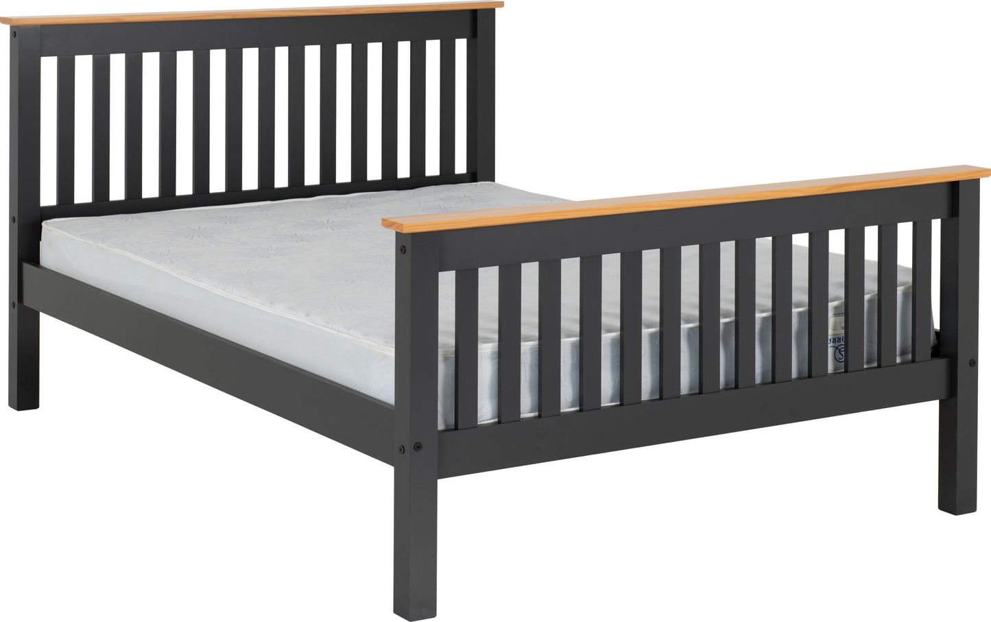 Monaco 4'6" High End Bed - Dark Grey/Oak Effect