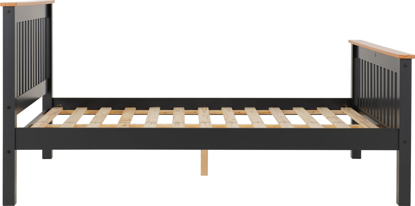 Monaco 4'6" High End Bed - Dark Grey/Oak Effect
