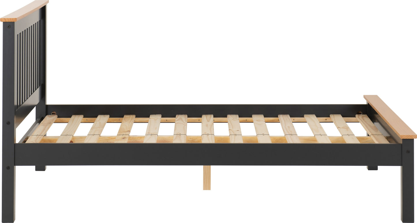 Monaco 5' Low End Bed - Dark Grey/Oak Effect
