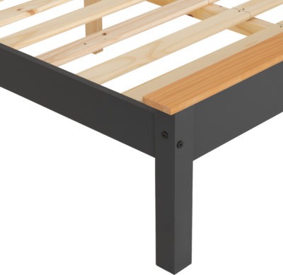 Monaco 4' Low End Bed - Dark Grey/Oak Effect