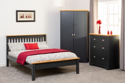 Monaco 4' Low End Bed - Dark Grey/Oak Effect