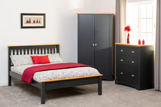 Monaco 4'6" Low End Bed - Dark Grey/Oak Effect