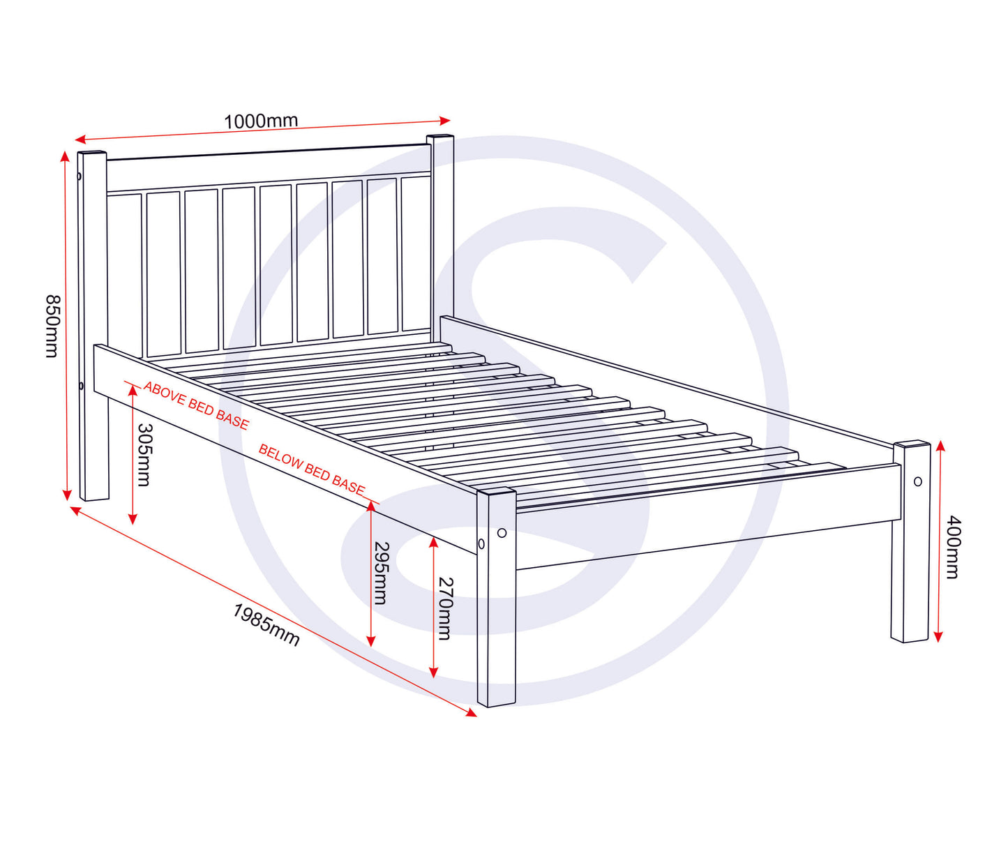 Maya 3' Bed - Distressed Waxed Pine