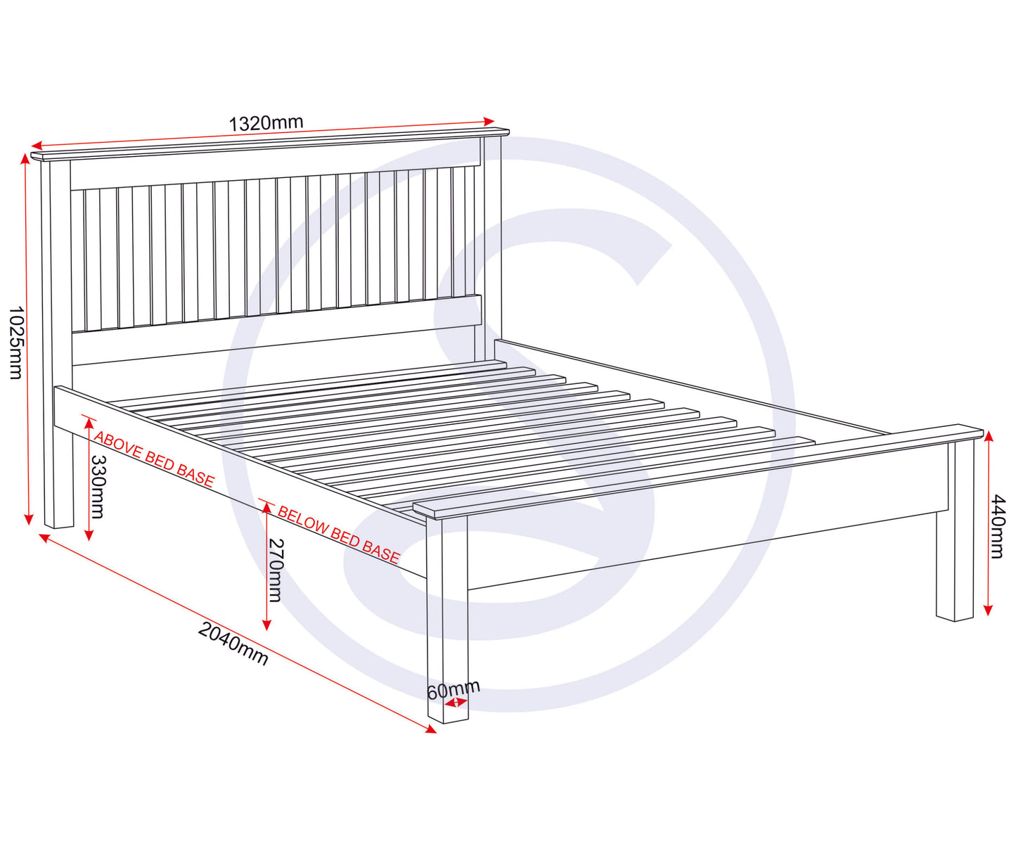 Monaco 4' Low End Bed - White