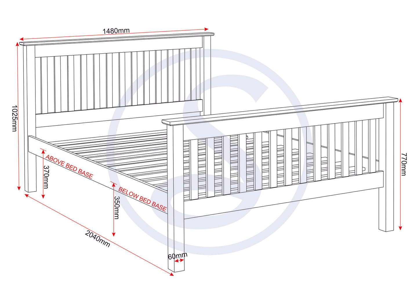 Monaco 4'6" High End Bed - Distressed Waxed Pine