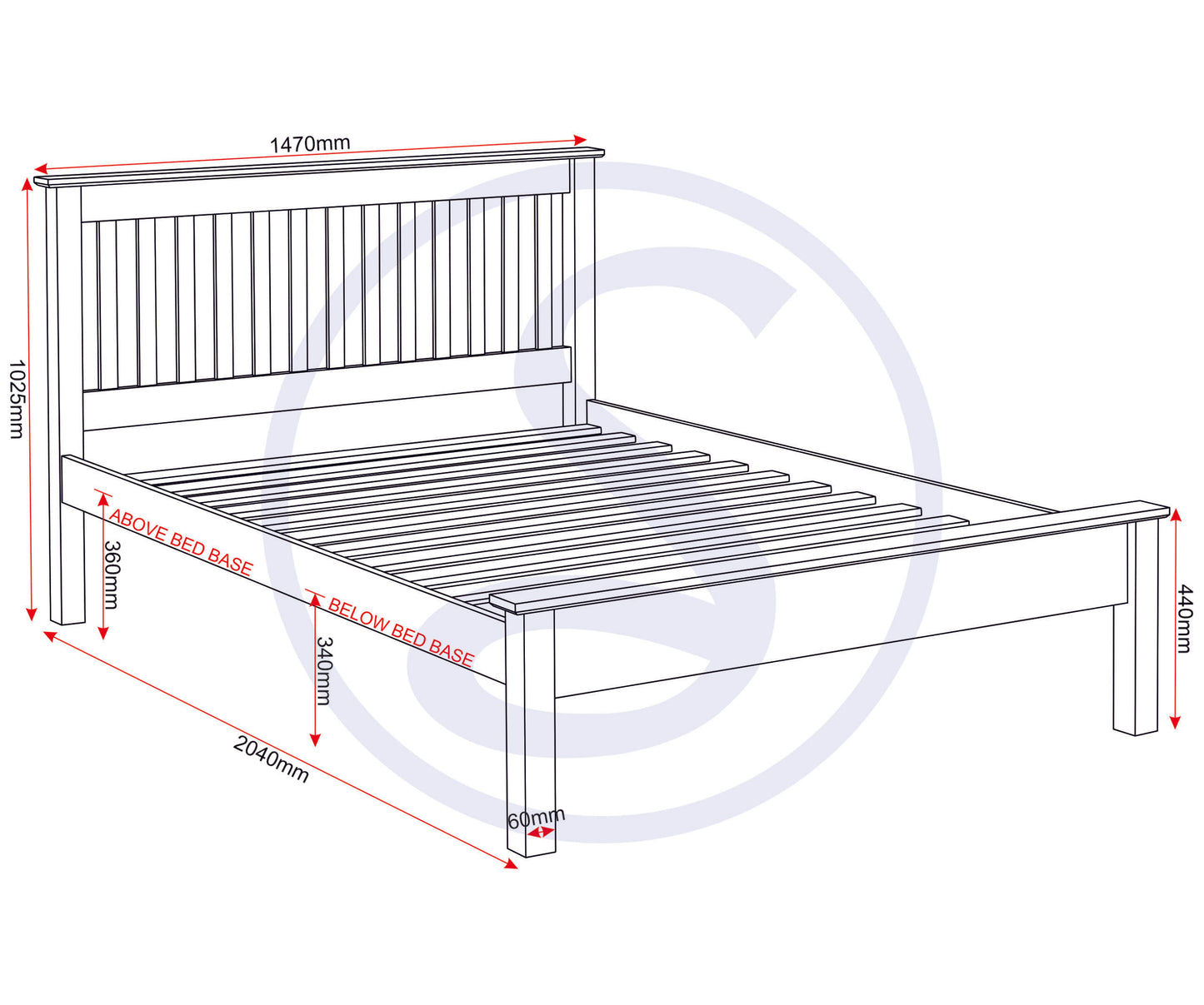 Monaco 4'6" Low End Bed - Antique Pine