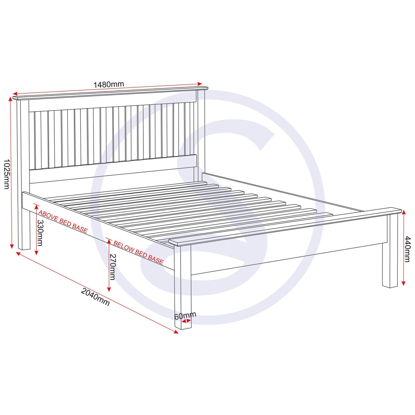 Monaco 4'6" Low End Bed - Dark Grey/Oak Effect