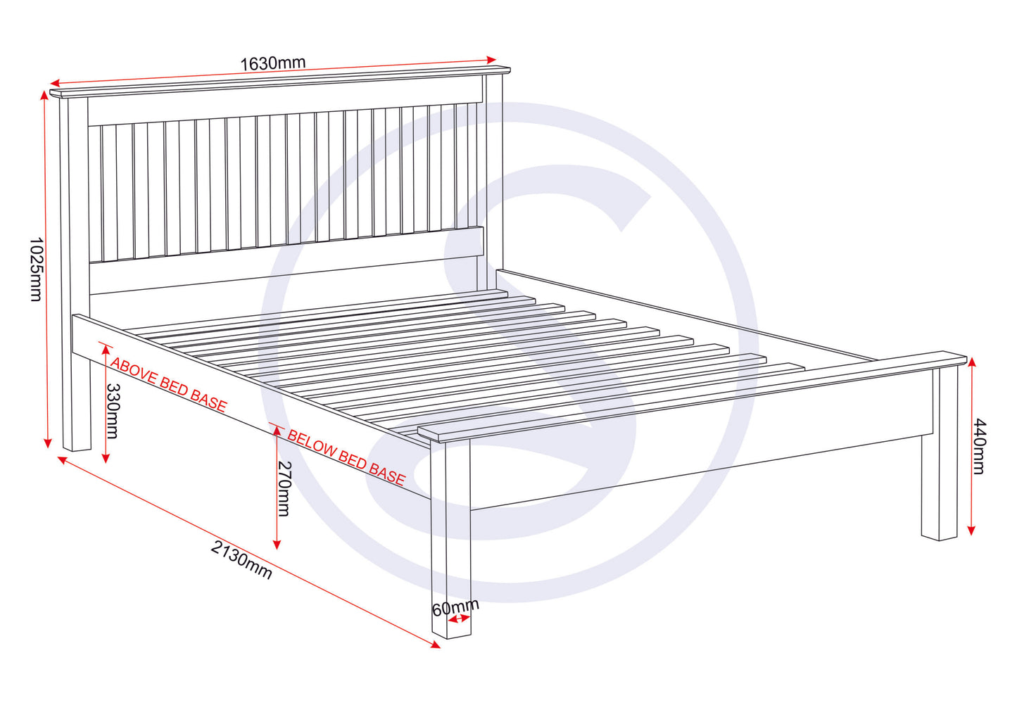 Monaco 5' Low End Bed - White