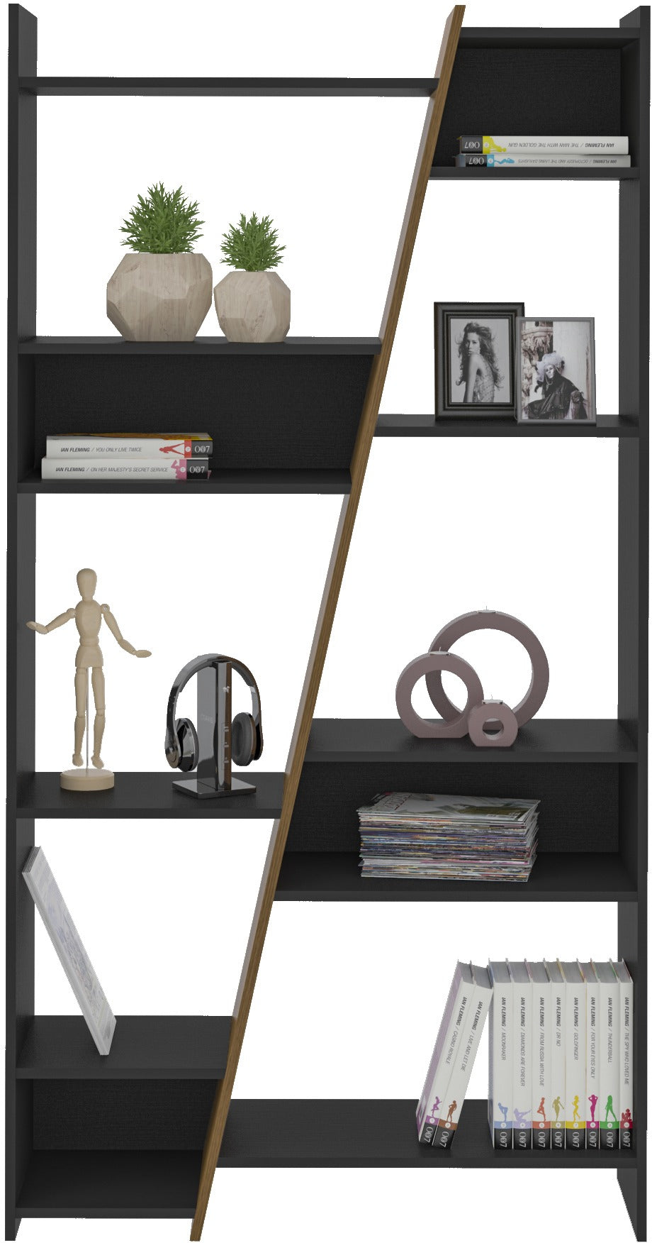 Naples Tall Bookcase - Black/Pine Effect