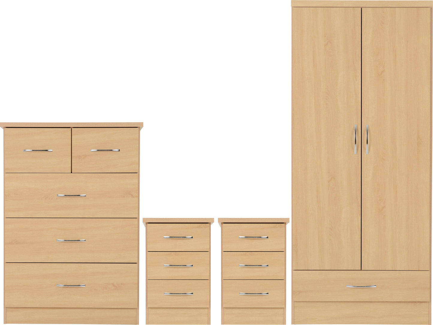 Nevada 2 Door 1 Drawer Wardrobe Bedroom Set - Sonoma Oak Effect
