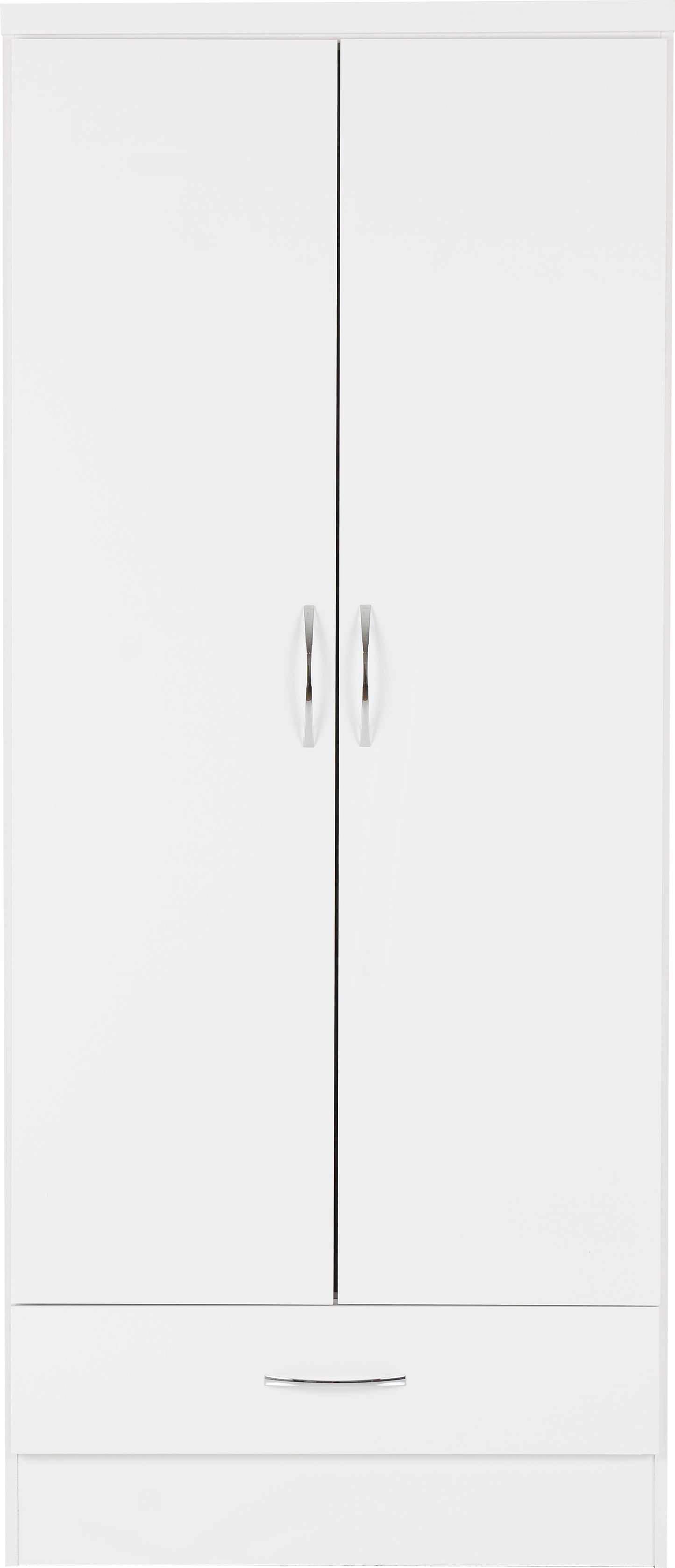 Nevada 2 Door 1 Drawer Wardrobe - White Gloss