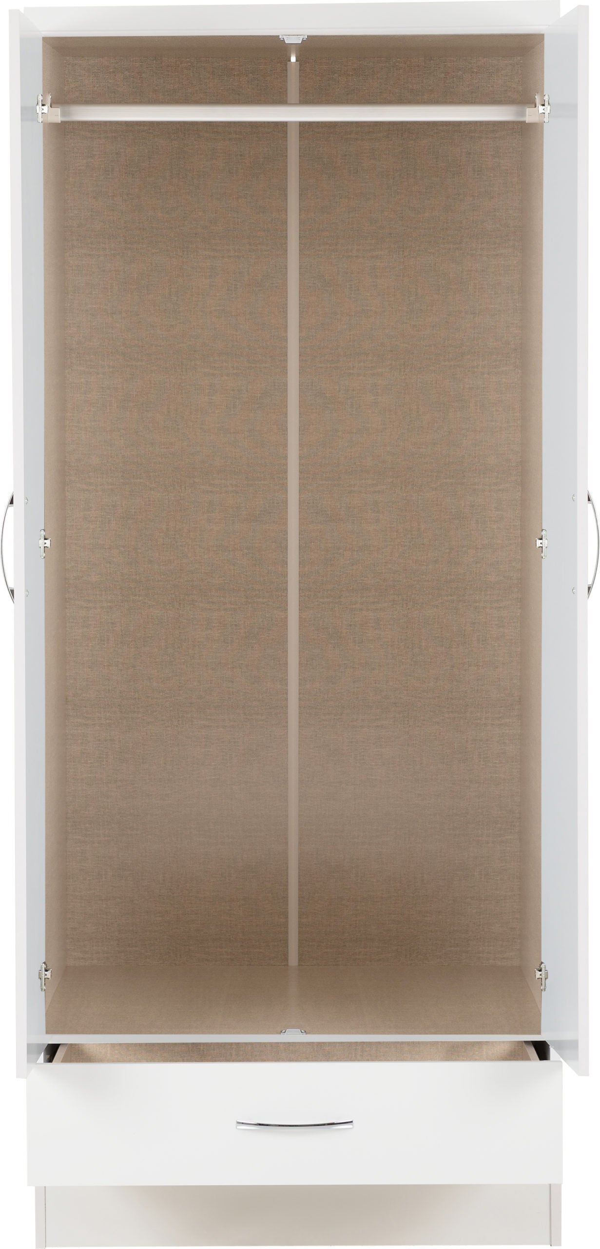 Nevada 2 Door 1 Drawer Wardrobe - White Gloss