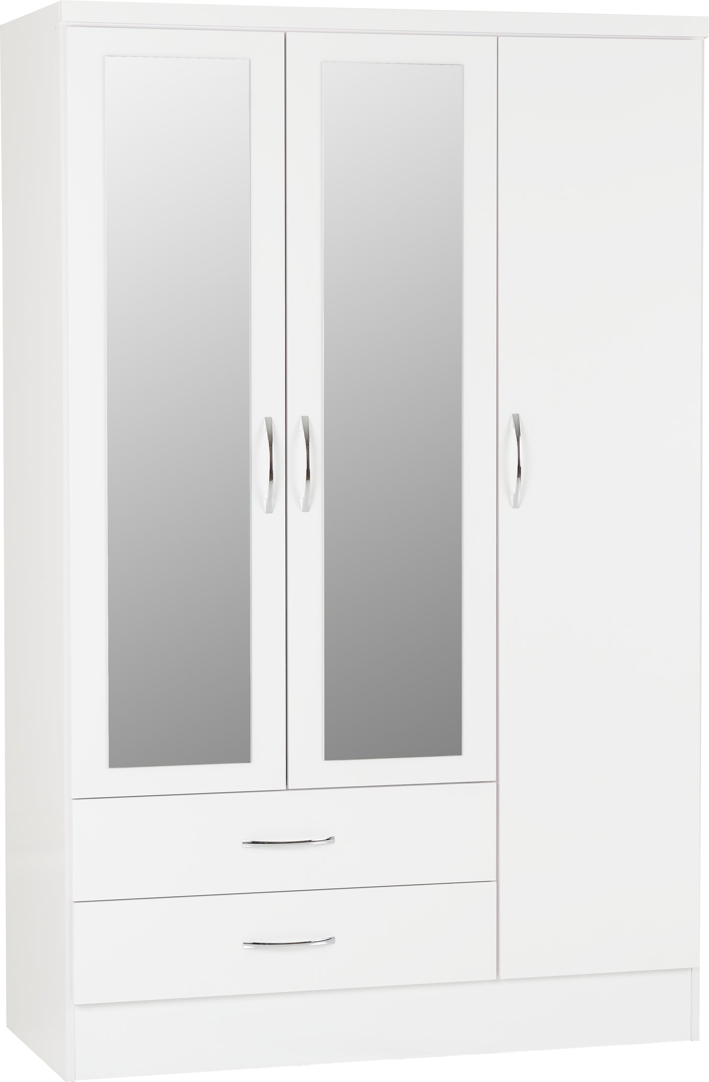 Nevada 3 Door 2 Drawer Wardrobe - White Gloss