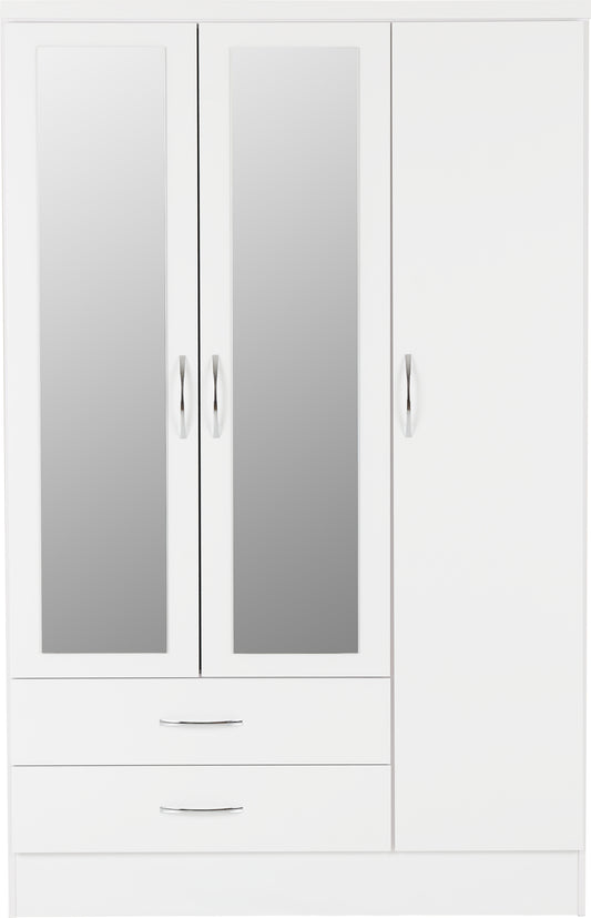 Nevada 3 Door 2 Drawer Wardrobe - White Gloss