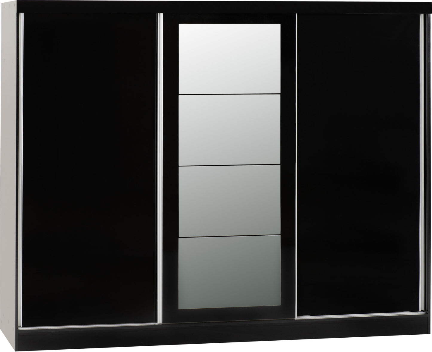 Nevada 3 Door Slider Wardrobe - Black Gloss