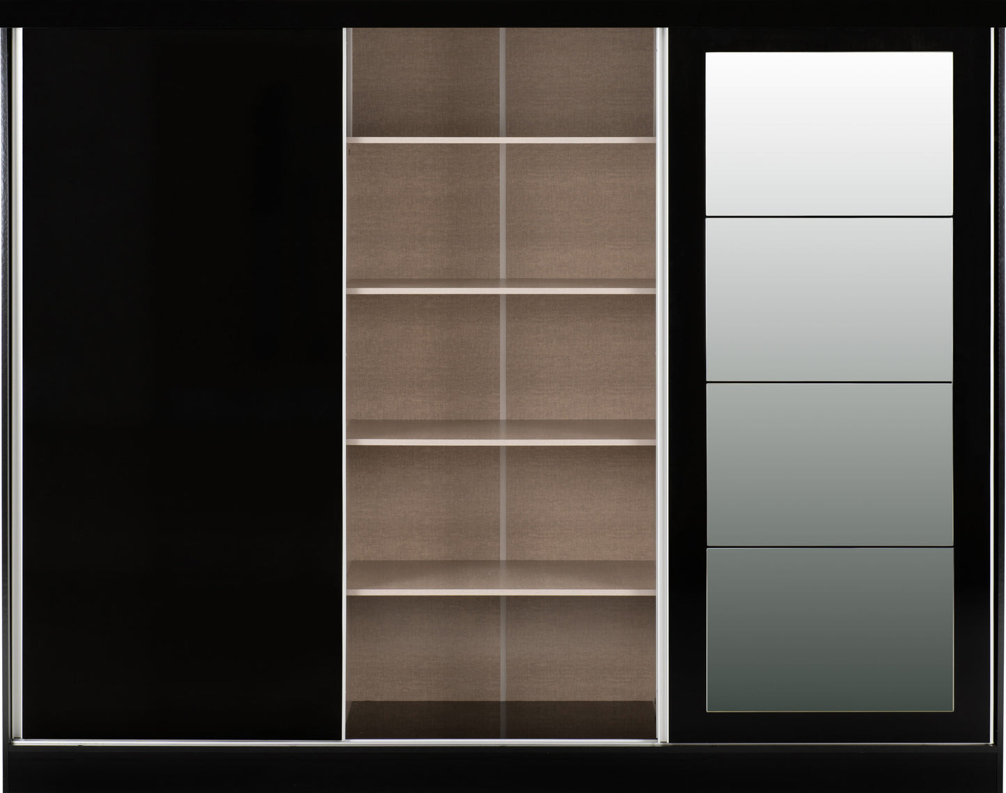 Nevada 3 Door Slider Wardrobe - Black Gloss
