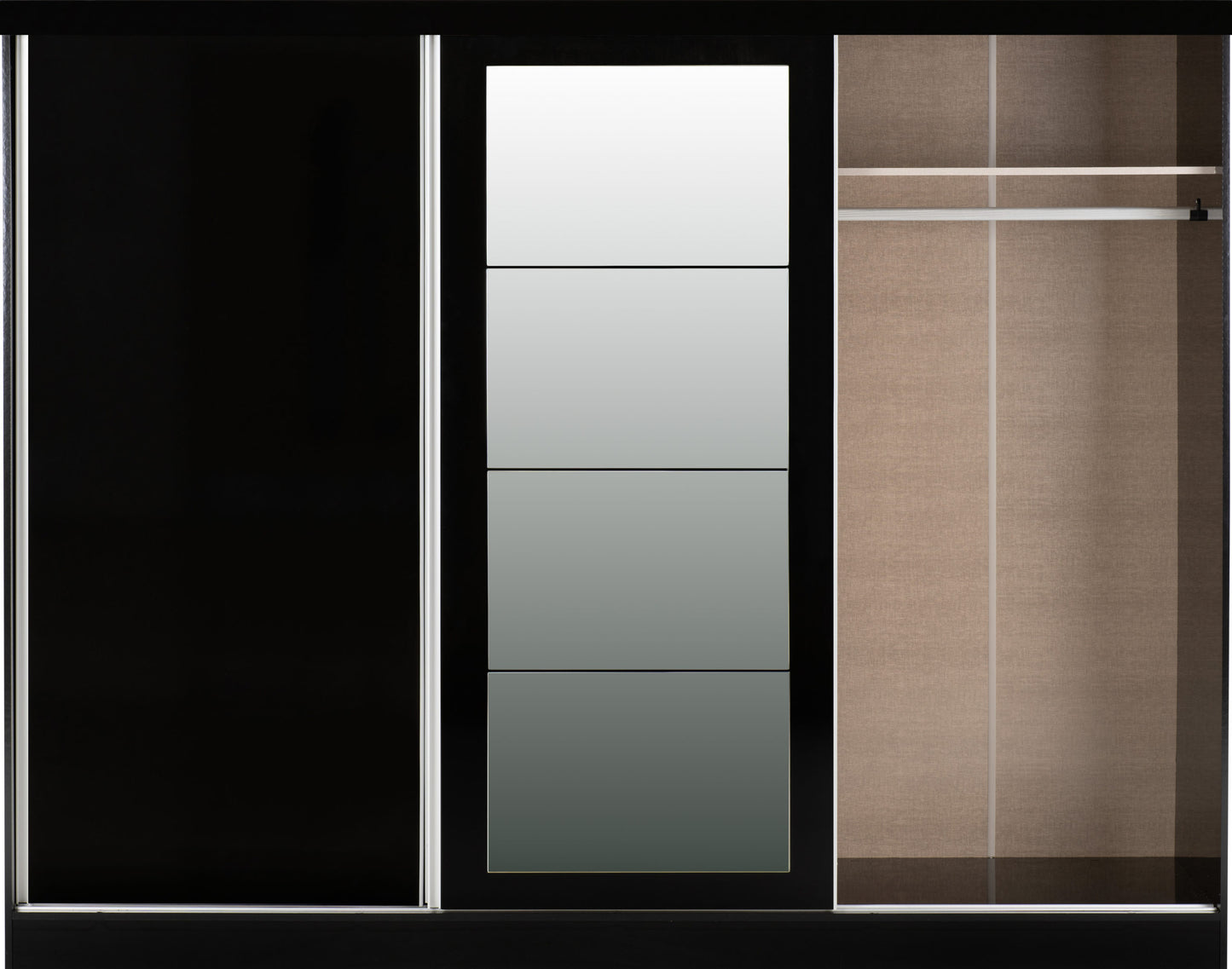 Nevada 3 Door Slider Wardrobe - Black Gloss