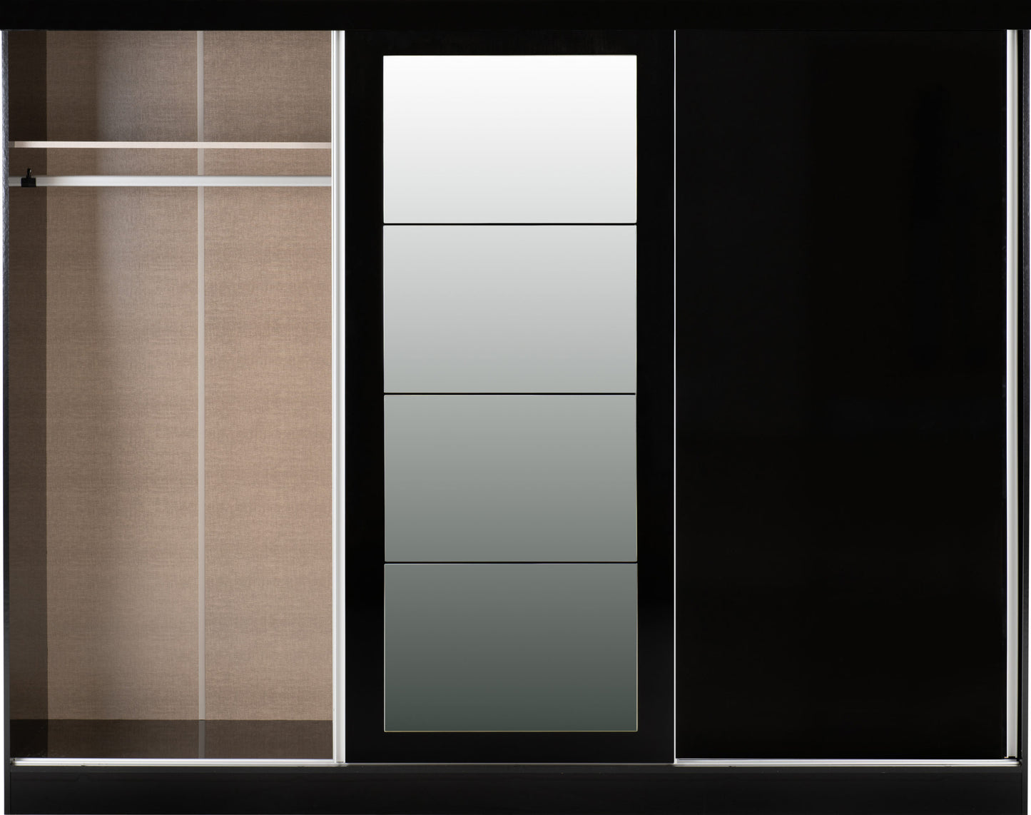 Nevada 3 Door Slider Wardrobe - Black Gloss