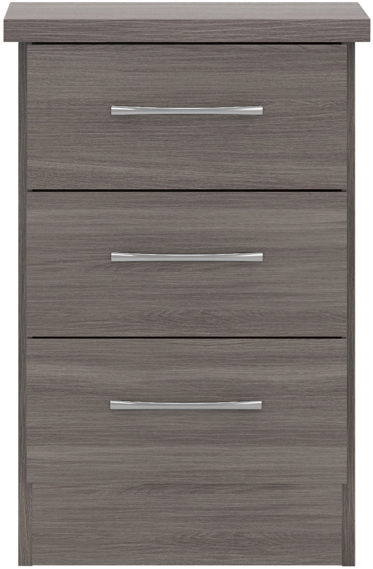 Nevada 3 Drawer Bedside - Black Wood Grain