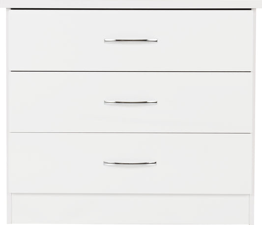 Nevada 3 Drawer Chest - White Gloss