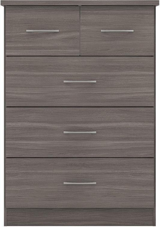 Nevada 3+2 Drawer Chest - Black Wood Grain