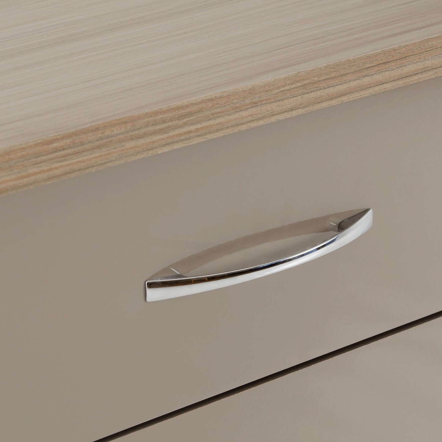 NEVADA 5 DRAWER NARROW CHEST - OYSTER GLOSS/LIGHT OAK EFFECT VENEER