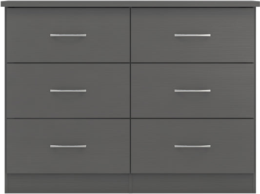 Nevada 6 Drawer Chest - 3D Effect Grey