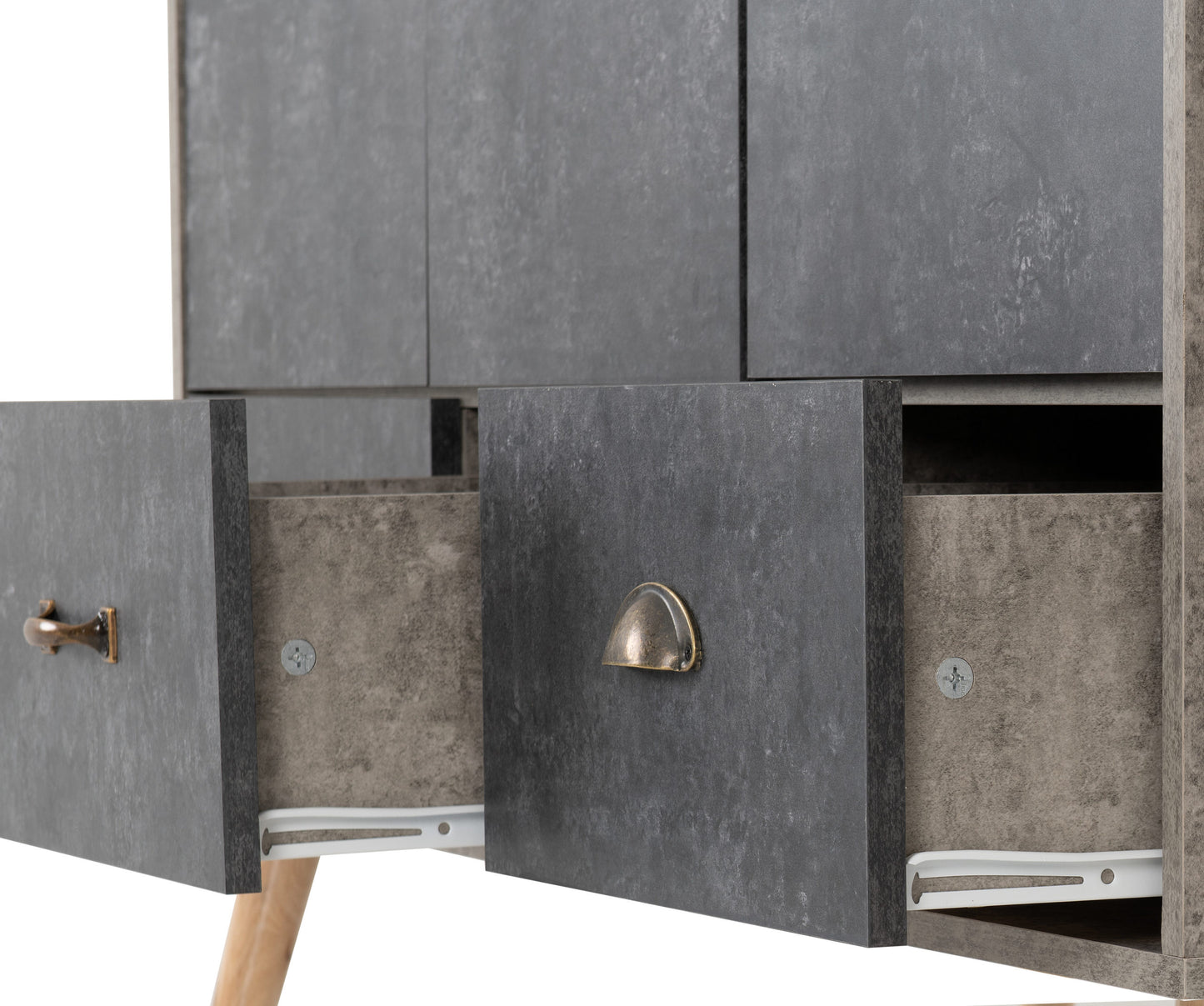 NORDIC 3 DOOR 3 DRAWER WARDROBE - GREY/CHARCOAL CONCRETE EFFECT