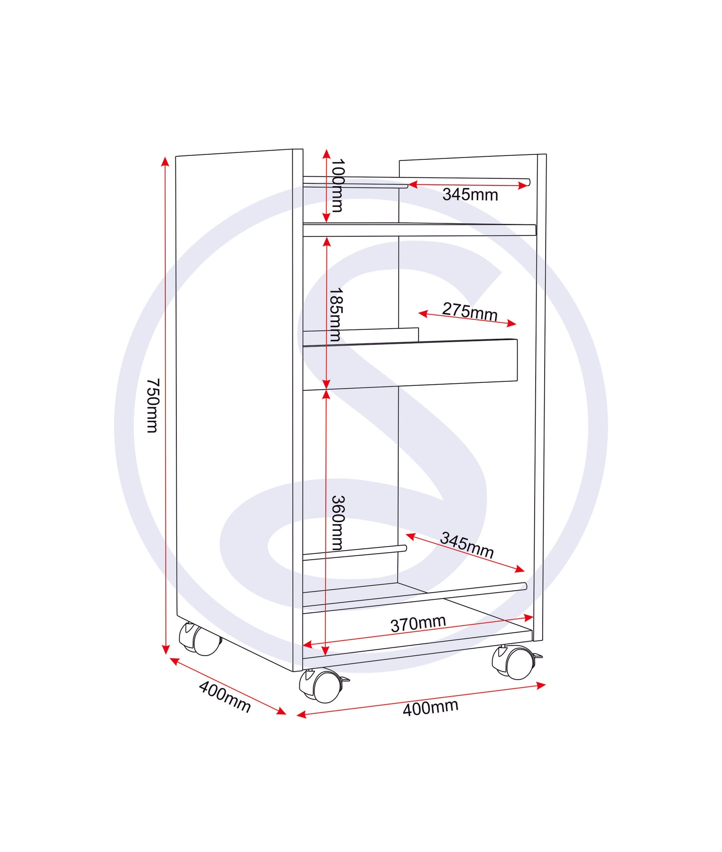 Naples Serving Cart/Side Table - Oak Effect