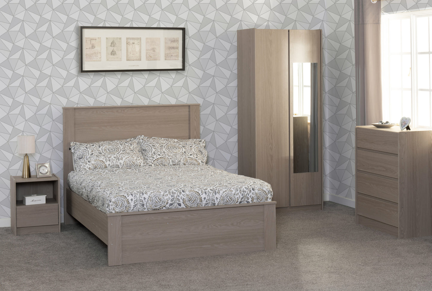 Paris 4'6" Bed - Smoked Ash Effect