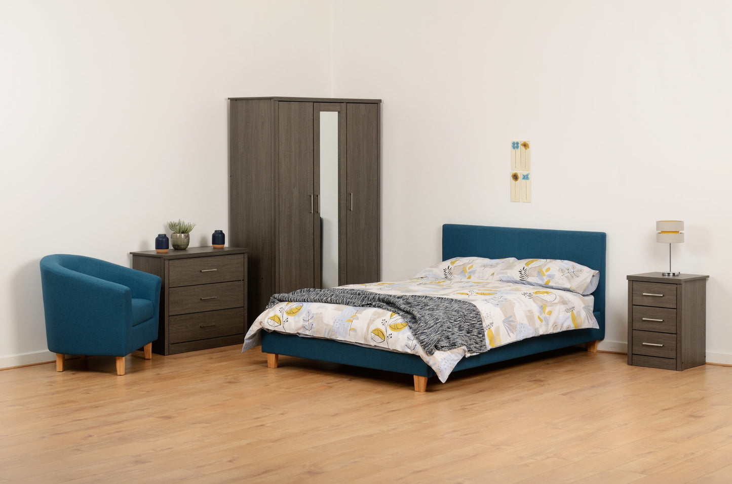 Prado 4'6" Bed - Petrol Blue Fabric